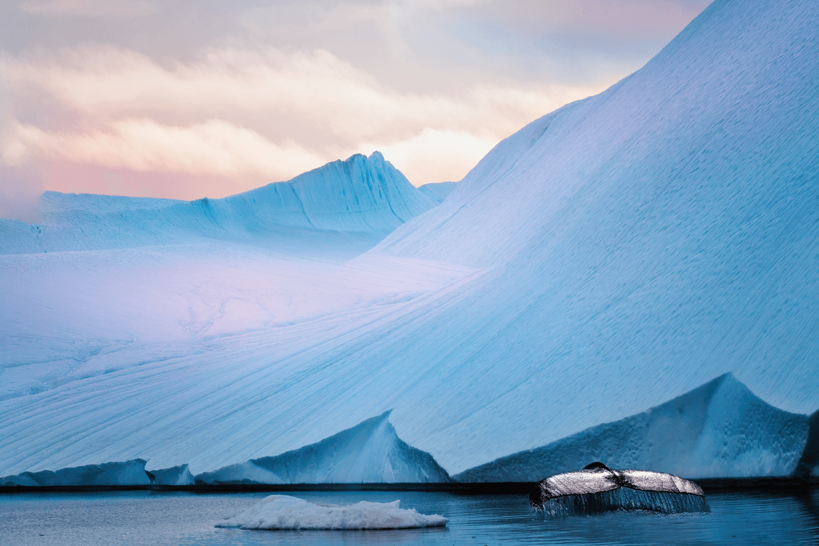 Glacier melting in the sunset