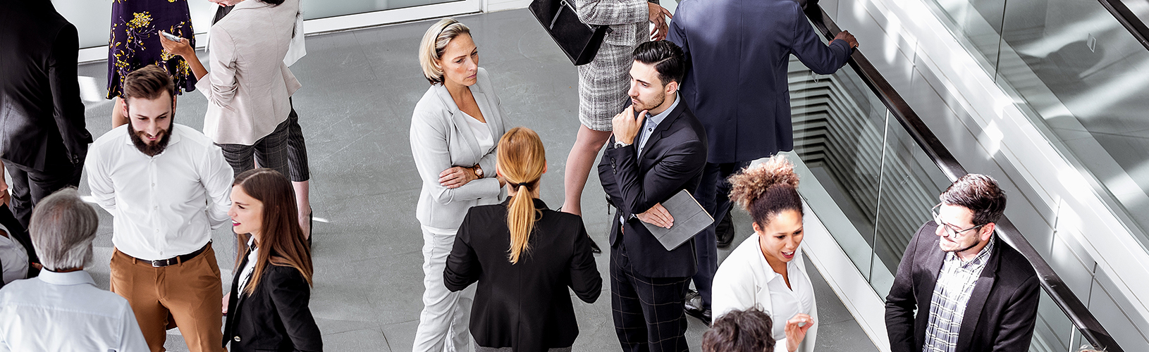 Colleagues meeting at a nonprofit event