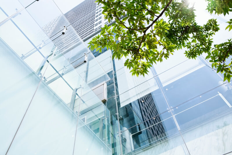 Looking up at a high rise office building